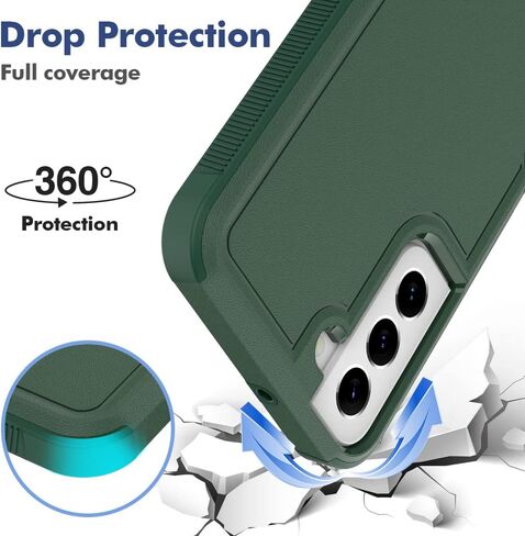 for Samsung Galaxy S22 Case: Dual Layer Protective Heavy Duty Cell Phone Cover Shockproof Rugged with Screen Protector - Military Protection Bumper Tough - Samsung Galaxy S22 5G 2022, 6.1 inch, Black in Kuwait