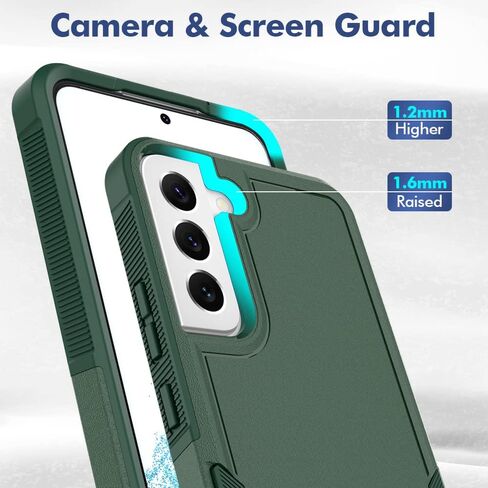 for Samsung Galaxy S22 Case: Dual Layer Protective Heavy Duty Cell Phone Cover Shockproof Rugged with Screen Protector - Military Protection Bumper Tough - Samsung Galaxy S22 5G 2022, 6.1 inch, Black in Kuwait