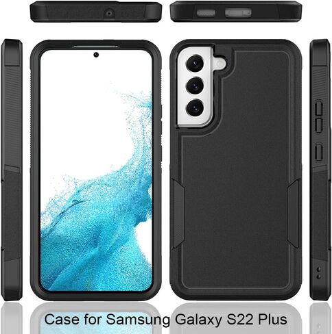 for Samsung Galaxy S22 Case: Dual Layer Protective Heavy Duty Cell Phone Cover Shockproof Rugged with Screen Protector - Military Protection Bumper Tough - Samsung Galaxy S22 5G 2022, 6.1 inch, Black in Kuwait