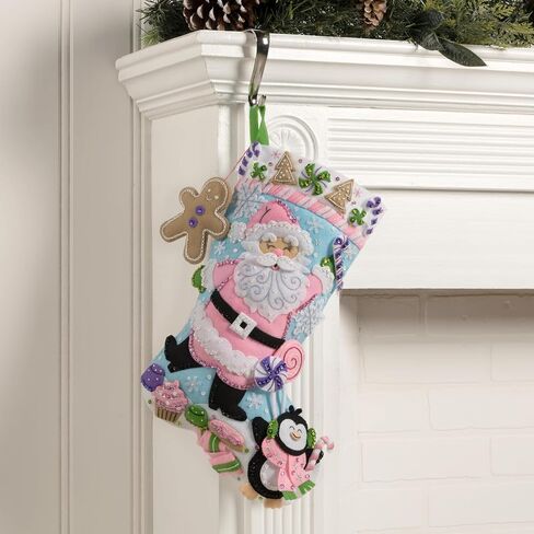 Bucilla, Lollipop Santa, Felt Applique 18" Stocking Making Kit, Perfect for Holiday DIY Arts and Crafts, 89705E in Saudi Arabia