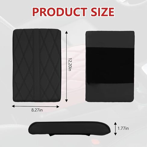 وسادة مسند ذراع للسيارة من إسفنج الذاكرة، وسادة غطاء مسند ذراع السيارة من الجلد مقاس 13 بوصة × 8.3 بوصة × 2 بوصة، غطاء وحدة التحكم المركزية التلقائي، واقي غطاء مسند ذراع السيارة العالمي، ملحقات السيارة الداخلية (أسود) in Saudi Arabia
