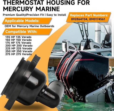 Thermostat Housing Assembly Fit for Mercury Marine 65-150 HP 75-150HP Outboard Stroke OEM Parts 892864T06 8M0090819 892864A06 Sierra 18-3633 18-3635 Boat Engine in Kuwait