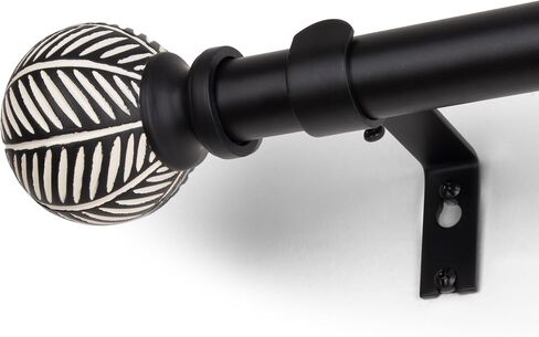 Heavy Duty Curtain Rods for Windows 72 to 144 Inch, 1 Inch Adjustable Black Curtain Rod with Leaf Pattern Finals- Easy-Installation and Modern Design, 72-144 inch in Saudi Arabia