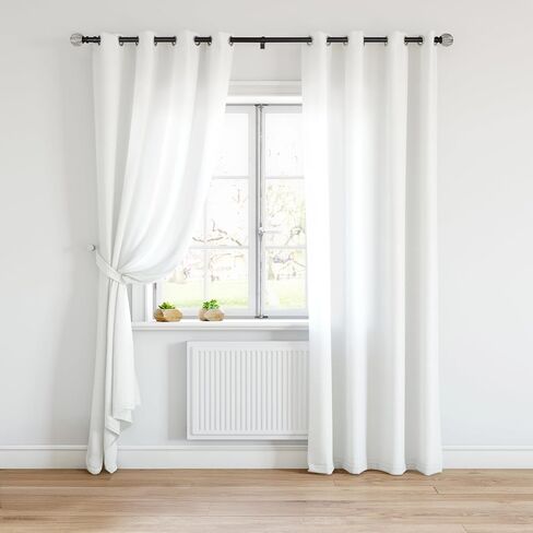 Heavy Duty Curtain Rods for Windows 72 to 144 Inch, 1 Inch Adjustable Black Curtain Rod with Leaf Pattern Finals- Easy-Installation and Modern Design, 72-144 inch in Saudi Arabia