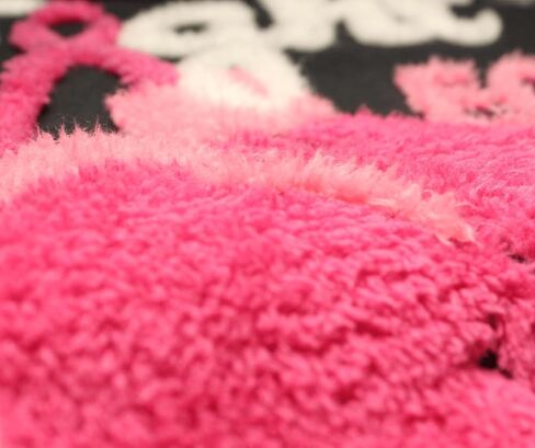 Wild Bobby Breast Cancer Awareness Trendy Fuzzy Pink Chenille Fabric Fluffy Patch Front and Back Crewneck Sweatshirt in Saudi Arabia