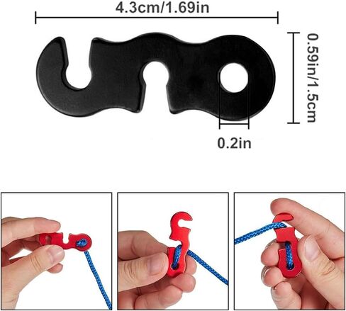 Tent Stakes Tent Rope Tensioner - 36PCS - 3 Type Alloy Camping Tent Guyline Cord Adjuster Combination Camping Gear, Red in Kuwait