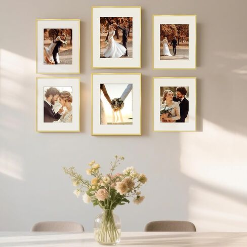 إطار صورة من الألومنيوم مقاس 11 × 14 ذهبي من upsimples، صورة عرض مقاس 8 × 10 مع حصيرة أو 11 × 14 بدون حصيرة، إطار ملصق معدني معلق على الحائط مع غطاء أكريليك، عبوة واحدة in Kuwait
