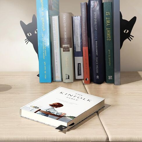 مختلس النظر القط المعادن الدفتين الأسود القط المعادن كتاب ينتهي للأرفف الزخرفية للكتب الثقيلة، رف الكتب ديكور القط للمنزل مكتب القط الهدايا عاشق in Saudi Arabia
