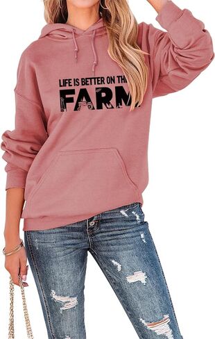 الحياة أفضل في المزرعة البلوز حياة المزرعة قميص فتاة الريف تيز المرأة Crewneck البلوز القمم مضحك مزارع هدية in Kuwait