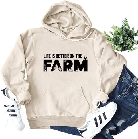 الحياة أفضل في المزرعة البلوز حياة المزرعة قميص فتاة الريف تيز المرأة Crewneck البلوز القمم مضحك مزارع هدية in Kuwait