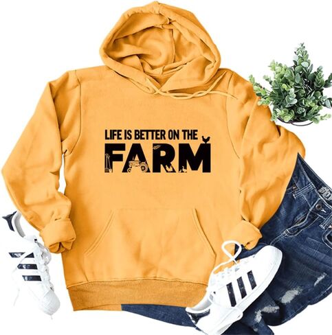 الحياة أفضل في المزرعة البلوز حياة المزرعة قميص فتاة الريف تيز المرأة Crewneck البلوز القمم مضحك مزارع هدية in Kuwait
