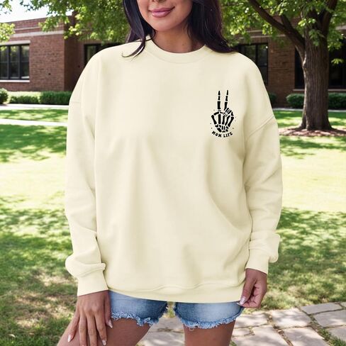 Mom Life Sweatshirt Mama Sweatshirts for Women Skeleton Halloween Long Sleeve Shirt Rock Crewneck Graphic Pullover in Saudi Arabia