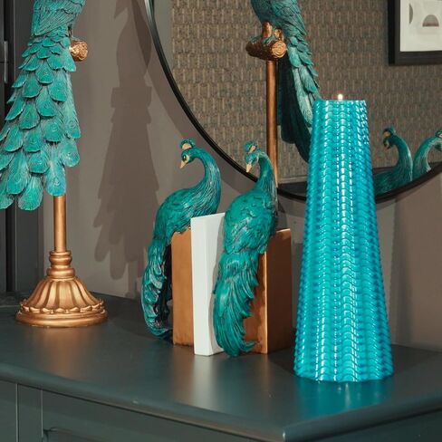 Heavy Duty Bookends Home Decor - Set of 2 Resin Peacock Non-Skid Decorative Bookends Bird Bookends Modern Peacock Statue Decor for Bookshelves Office Desk Living Room 6 * 2.5 * 12 Inch Braxio in Kuwait