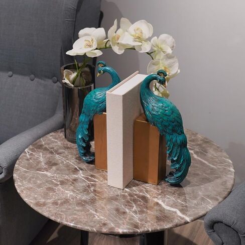 Heavy Duty Bookends Home Decor - Set of 2 Resin Peacock Non-Skid Decorative Bookends Bird Bookends Modern Peacock Statue Decor for Bookshelves Office Desk Living Room 6 * 2.5 * 12 Inch Braxio in Kuwait