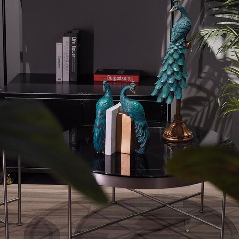 Heavy Duty Bookends Home Decor - Set of 2 Resin Peacock Non-Skid Decorative Bookends Bird Bookends Modern Peacock Statue Decor for Bookshelves Office Desk Living Room 6 * 2.5 * 12 Inch Braxio in Kuwait