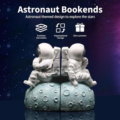 نهايات كتب رائد الفضاء، نهايات كتب ذات طابع ديكور الفضاء لكتب الأطفال، نهايات كتاب قمر فريدة من نوعها شديدة التحمل للأرفف، سدادات كتب فريدة للأولاد والبنات in Kuwait
