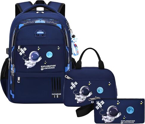 ZHANAO Backpack Set for Boys Astronaut Schoolbag with Lunch Box Pencil Case Set Bookbags for Kids Children Waterproof Lightweight Backpacks in Kuwait