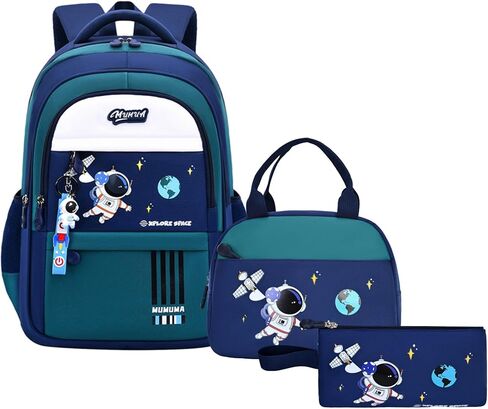 ZHANAO Backpack Set for Boys Astronaut Schoolbag with Lunch Box Pencil Case Set Bookbags for Kids Children Waterproof Lightweight Backpacks in Kuwait