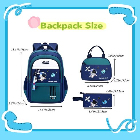 ZHANAO Backpack Set for Boys Astronaut Schoolbag with Lunch Box Pencil Case Set Bookbags for Kids Children Waterproof Lightweight Backpacks in Kuwait