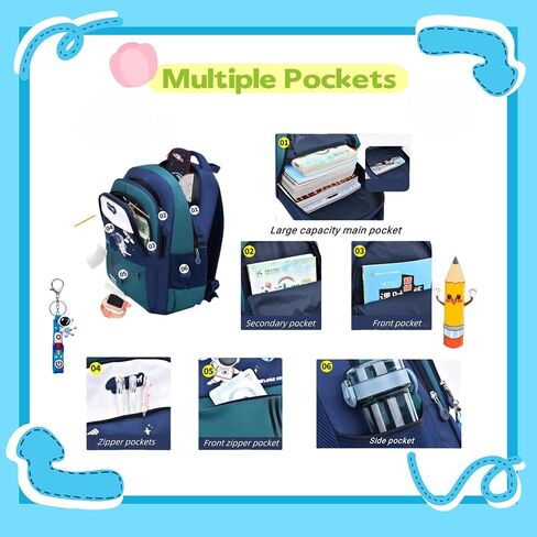 ZHANAO Backpack Set for Boys Astronaut Schoolbag with Lunch Box Pencil Case Set Bookbags for Kids Children Waterproof Lightweight Backpacks in Kuwait