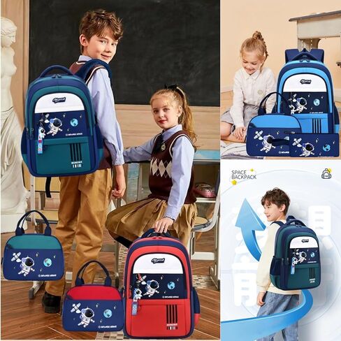 ZHANAO Backpack Set for Boys Astronaut Schoolbag with Lunch Box Pencil Case Set Bookbags for Kids Children Waterproof Lightweight Backpacks in Kuwait