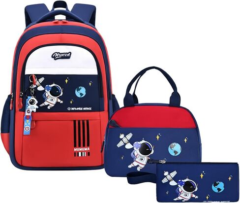 ZHANAO Backpack Set for Boys Astronaut Schoolbag with Lunch Box Pencil Case Set Bookbags for Kids Children Waterproof Lightweight Backpacks in Kuwait