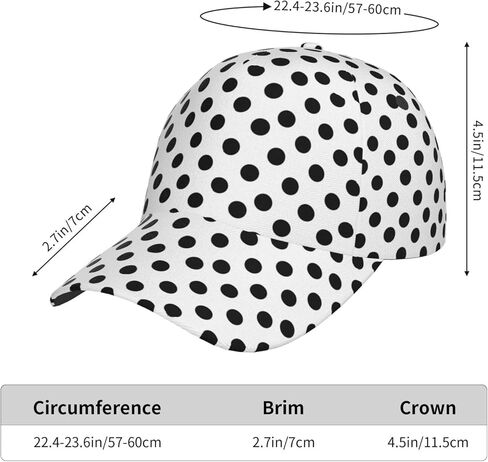 Cute Polka Dots Pattern Baseball Cap Hats Women Men Fashion Sun Cap Packable Outdoor Adjustable Hat for Women Men in Kuwait