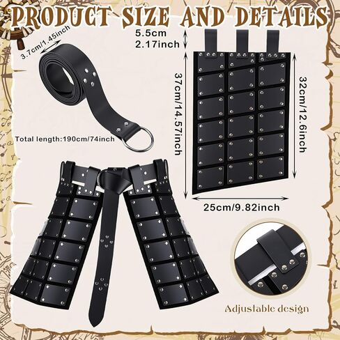 Sanwuta 5 Pcs Halloween Renaissance Accessories Men Medieval Costume Leather Viking Shoulder Armor Thigh Armor Belt Arm Guard in Saudi Arabia