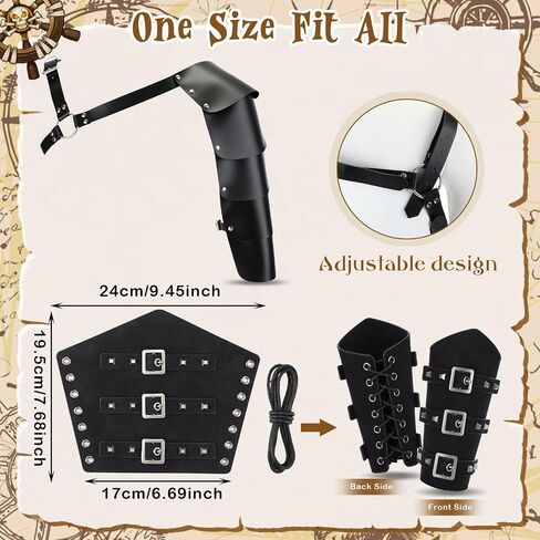 Sanwuta 5 Pcs Halloween Renaissance Accessories Men Medieval Costume Leather Viking Shoulder Armor Thigh Armor Belt Arm Guard in Saudi Arabia