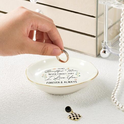 Birthday Gifts for Mom with Box - 4.5" Ceramic Jewelry Dish Tray - Thank You Mom Gift from Daughter Son, Christmas Gift for Mother in Law, Trinket Dish for Rings Earrings - Beautiful mom I love you in Saudi Arabia