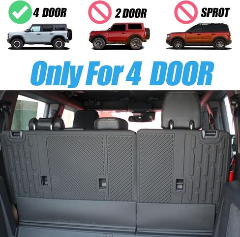 Heavy-Duty Rear Seat Protector for Ford Bronco 4-Door 2021-2025 | All-Weather Waterproof Backrest Cover Mat | Anti-Scratch Pet-Friendly Cargo Liner Accessories (4DR) in Saudi Arabia