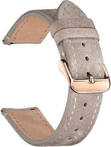 HMFang Suede Leather Watch Bands 18mm 20mm 22mm Matte Cowhide Straps Compatible With Watch GT3/GT3 Pro Bracelet Golden Brown Watch Wristband in Saudi Arabia