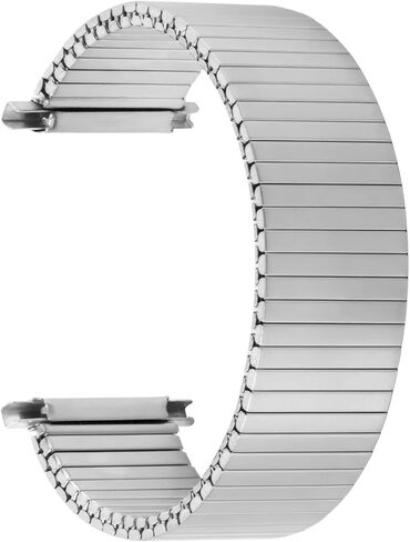 Stainless Steel Stretch Watch Band, Adjustable Elastic Strap, Metal Watch Strap for 18-22Mm Watches, Silver Brushed Design, 140Mm Length, Size M, in Saudi Arabia
