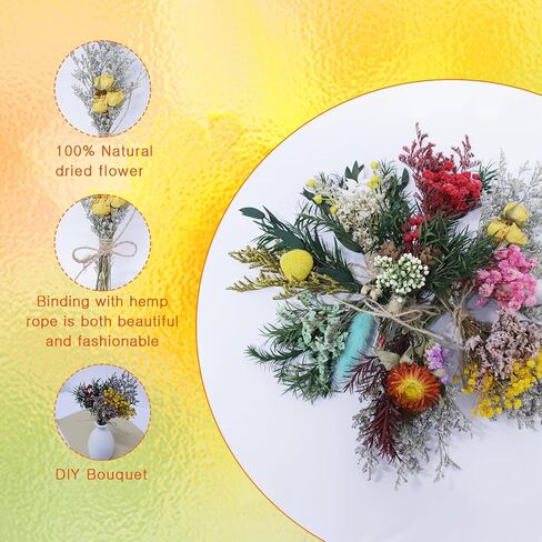 TooGet 9Pcs Mini Dried Flower Bouquets Real Small Boho Floral Bouquet Natural Dried Flowers for DIY Crafts Cake Gift Packaging Wedding Decor and Home Decorations in Saudi Arabia
