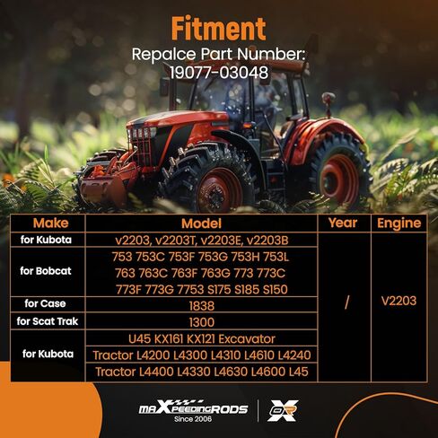 مجموعة رأس الأسطوانة والحشية الكاملة من maxpeedingrods مع صمامات زنبركية 19077-03048 لمحرك Kubota V2203 V2203T V2203E V2203B، لبوبكات 753 753C 753F، لجرار كوبوتا L4200 L4300 L4310 in Saudi Arabia