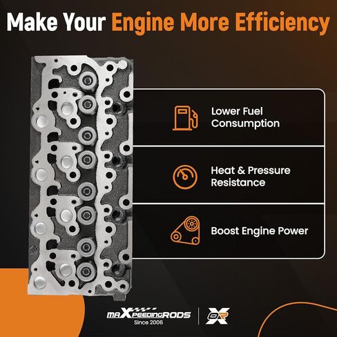 مجموعة رأس الأسطوانة والحشية الكاملة من maxpeedingrods مع صمامات زنبركية 19077-03048 لمحرك Kubota V2203 V2203T V2203E V2203B، لبوبكات 753 753C 753F، لجرار كوبوتا L4200 L4300 L4310 in Saudi Arabia