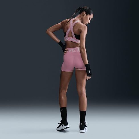 شورت Nike Pro Sculpt للسيدات عالي الخصر مقاس 3 بوصات (وردي أساسي/أبيض، FV7033-699) in Saudi Arabia