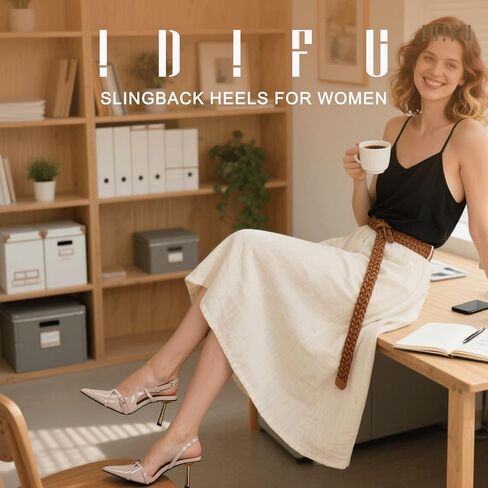 IDIFU IN3 Slingback Heels for Women Closed Toe Kitten Heels Women's Pumps Low Heel Dress Shoes for Women Comfortable Wedding Prom Bridal Bridesmaid Work Dressy Pumps Strappy Pointed Toe Shoes in Saudi Arabia