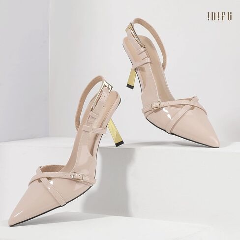 IDIFU IN3 Slingback Heels for Women Closed Toe Kitten Heels Women's Pumps Low Heel Dress Shoes for Women Comfortable Wedding Prom Bridal Bridesmaid Work Dressy Pumps Strappy Pointed Toe Shoes in Saudi Arabia