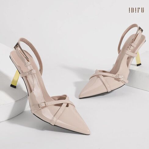 IDIFU IN3 Slingback Heels for Women Closed Toe Kitten Heels Women's Pumps Low Heel Dress Shoes for Women Comfortable Wedding Prom Bridal Bridesmaid Work Dressy Pumps Strappy Pointed Toe Shoes in Saudi Arabia