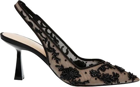 JORISTIMO Womens Slingback Kitten Heels Mesh with Beads and Sequins Embroidered Closed Pointed Toe Slip On Pumps in Saudi Arabia