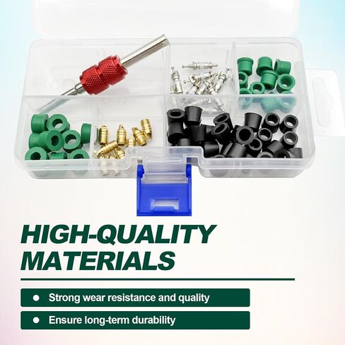 71Pcs HVAC Hose Gasket Air Condition Repair Kit Repair Tool 10Pcs Valves 10Pcs Valve Cores 50Pcs Hose Gaskets HVAC Hose Gasket HVAC Hose Seals in Saudi Arabia