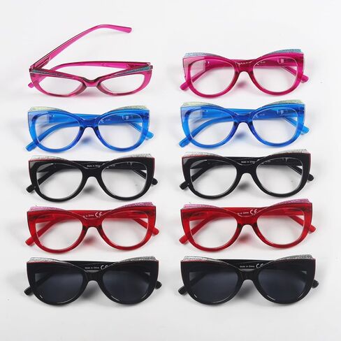 عبوة من 10 نظارات قراءة للنساء بطباعة نمطية مع مفصلات زنبركية in Kuwait