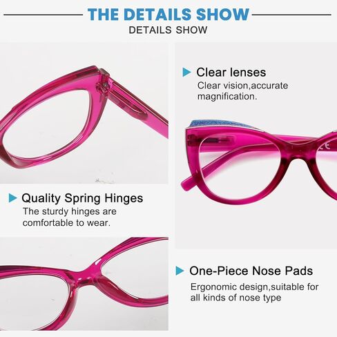 عبوة من 10 نظارات قراءة للنساء بطباعة نمطية مع مفصلات زنبركية in Kuwait