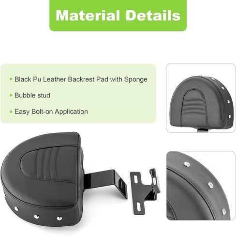 Mofun Driver Rider Backrest Mount Kit Compatible with Harley Heritage Softail 1993-2006 with Stock Seats Pu Leather Backrest Pad, Black in Saudi Arabia