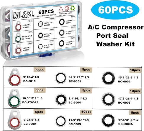 Car A/C Repair Kit, 270PCS Rubber O-Ring Seal Kit + 40PCS Car Air Conditioner Valve Core Kit for R12 R134a A/C with Remover & Install Tool+10pcs R134a AC Valve Caps, Fix Refrigeration System in Saudi Arabia