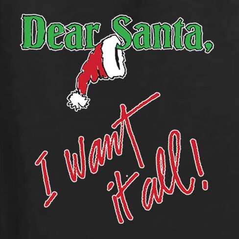 Wild Bobby Dear Santa Checklist I Want It All سانتا كلوز، سترة عيد الميلاد القبيحة للجنسين، سويت شيرت برسومات بياقة دائرية in Saudi Arabia