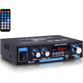AK45 Bluetooth 5.0 Stereo Audio Amplifier,Max 300W, 2.0 Channel Hifi Stereo Amplifie System w/FM Radio,USB/SD/RCA/MIC in, Home Amp Perfect for Home Theater & bookshelf Speakers,Studio, Karaoke in Kuwait