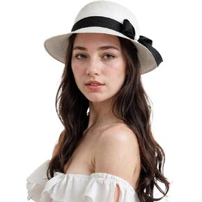 HATDRETI-Summer Beach Sun Hat Straw Hat for Women， Sun Protection Wide Brim Summer Hat Foldable Packable Roll up Cap in Saudi Arabia