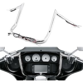 Wsays 12" Ape Pre-Wired Handlebars 1.25 Inch Diameter Bagger Bar-Sharp Compatible with Harley Touring Street Electra Glide Ultra Limited Tri Glide with Batwing Fairing 2014-2023, Chrome in Saudi Arabia